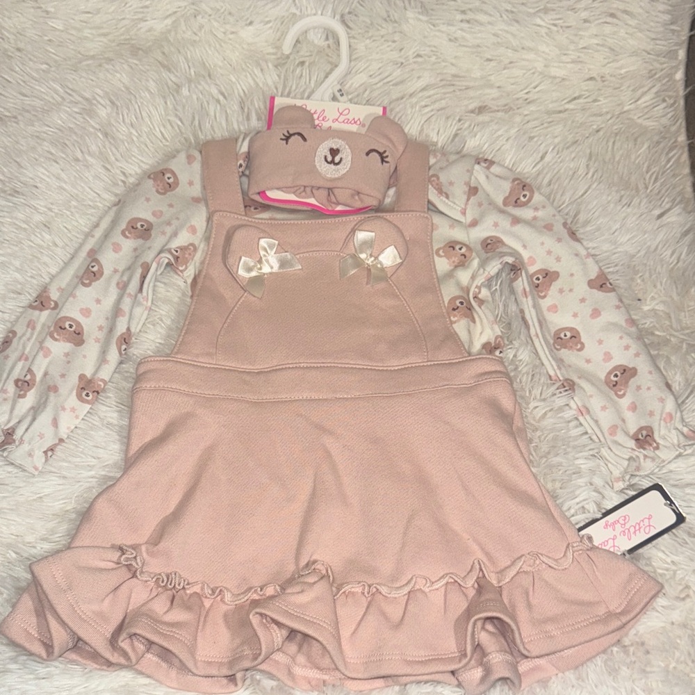 Little Lass Pink Bear Print Matching Set